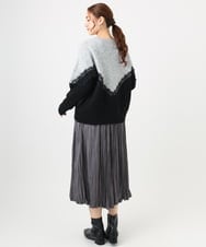 OLFAD21109 eur3(エウルキューブ) 【WEB先行販売】【大きいサイズ/LAVEANGE×eur3】レースバイカラーニット ライトグレー(91)