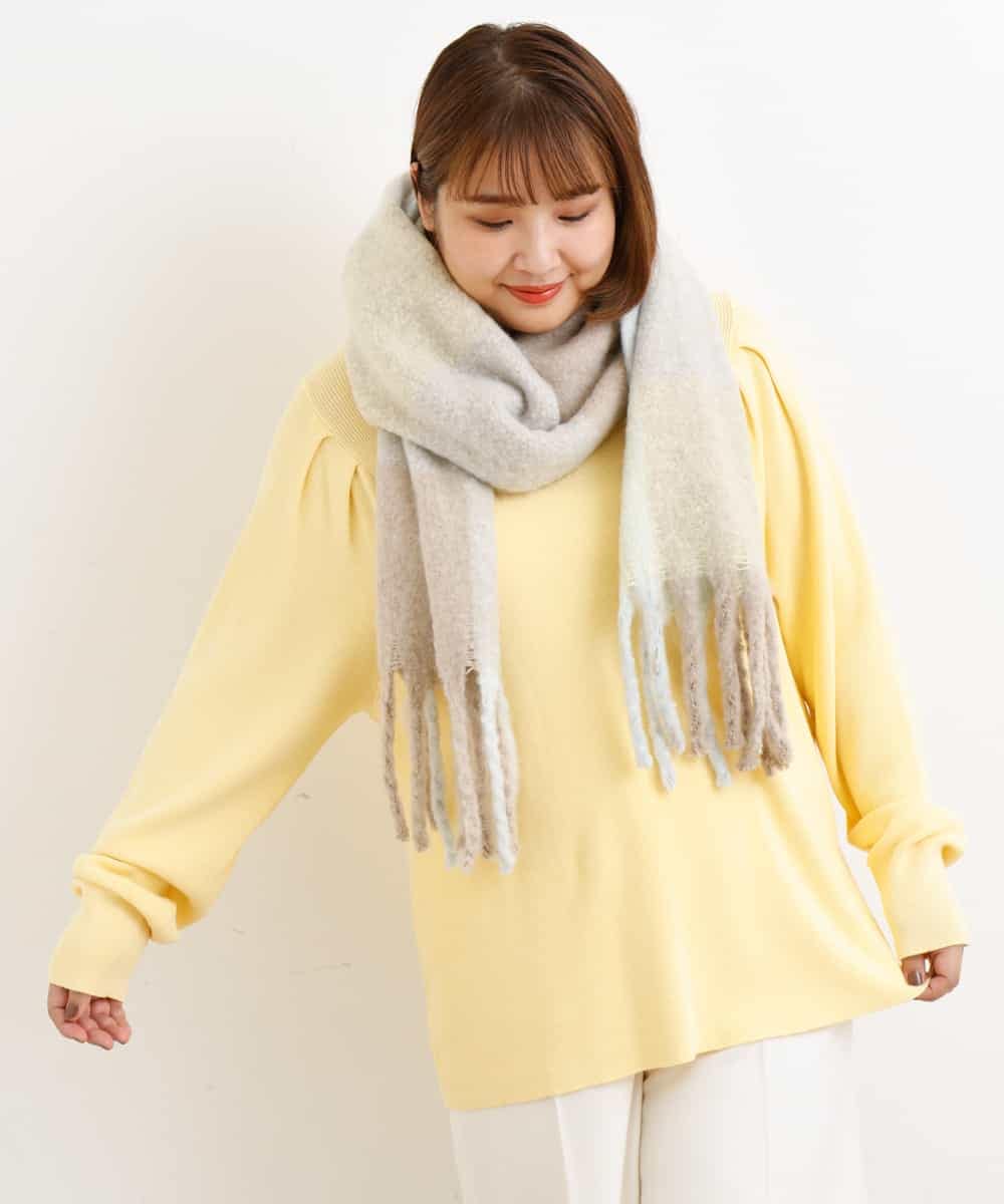 OLFAP12070 eur3(エウルキューブ) 【大きいサイズ/a.v.v×eur3】薄手タックニット ライトイエロー(20)