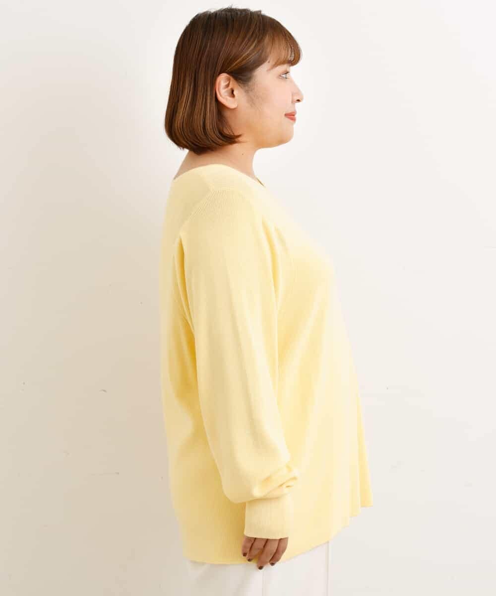 OLFAP12070 eur3(エウルキューブ) 【大きいサイズ/a.v.v×eur3】薄手タックニット ライトイエロー(20)