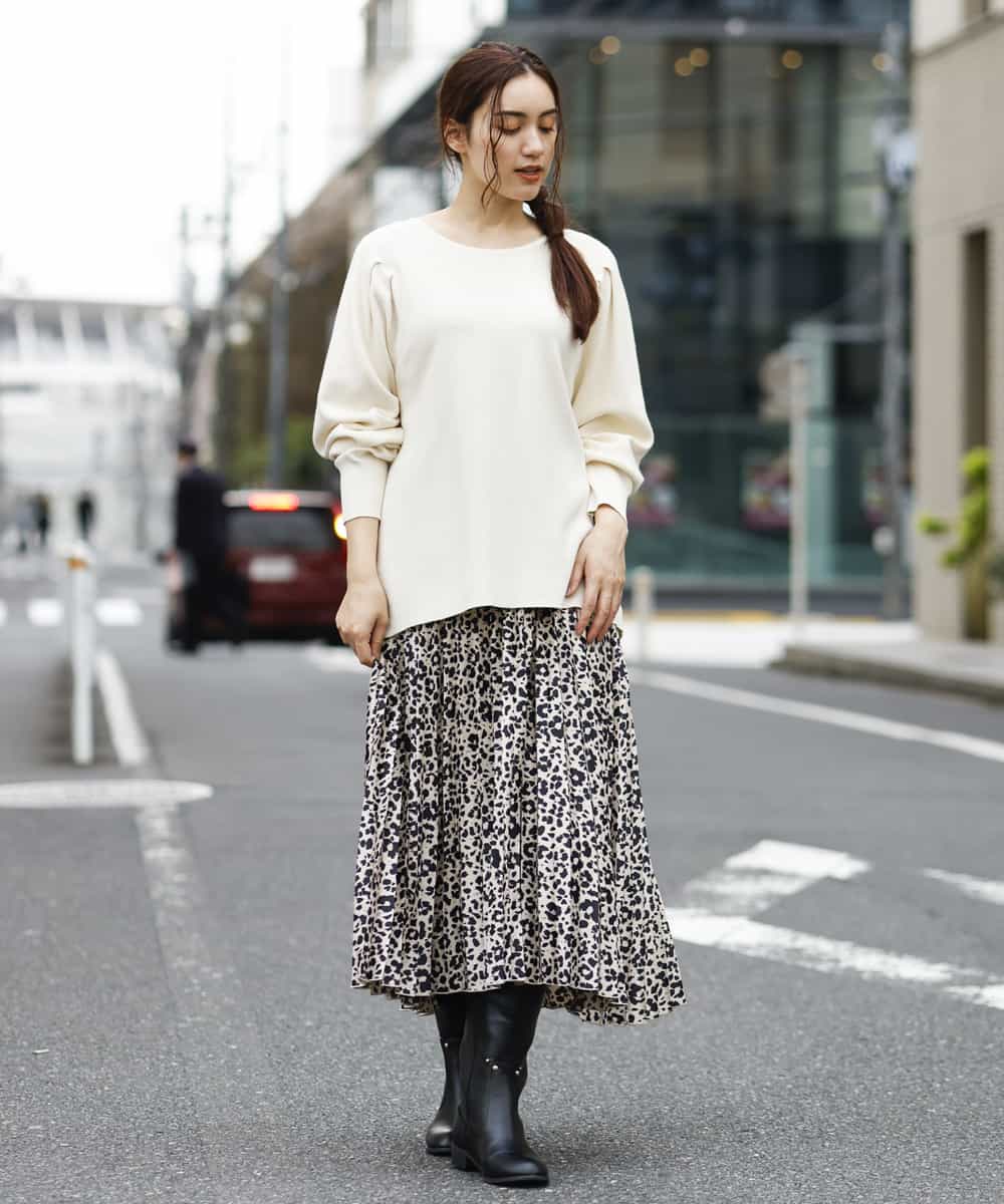 OLFAP12070 eur3(エウルキューブ) 【大きいサイズ/a.v.v×eur3】薄手タックニット アイボリー(80)