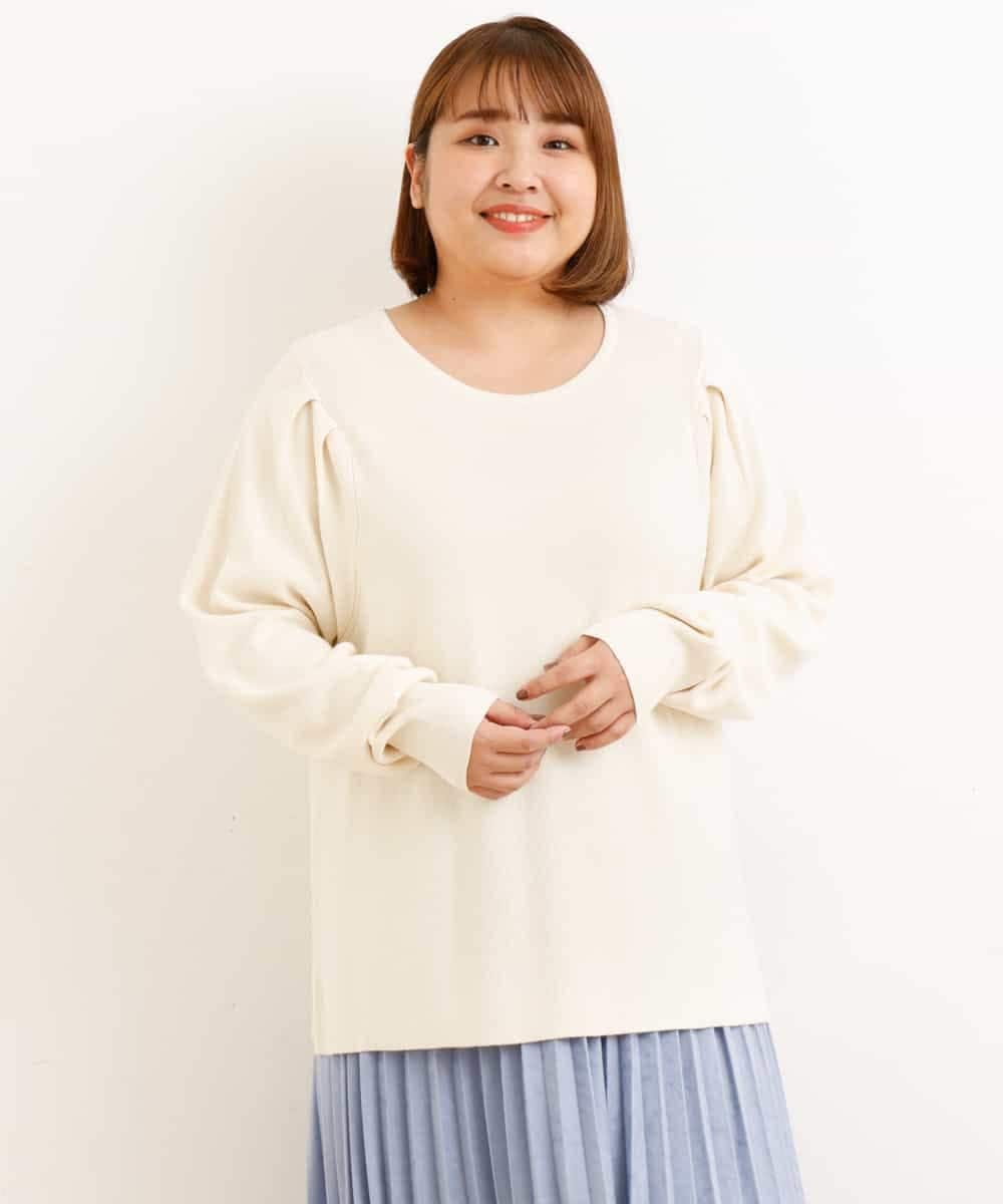 OLFAP12070 eur3(エウルキューブ) 【大きいサイズ/a.v.v×eur3】薄手タックニット アイボリー(80)
