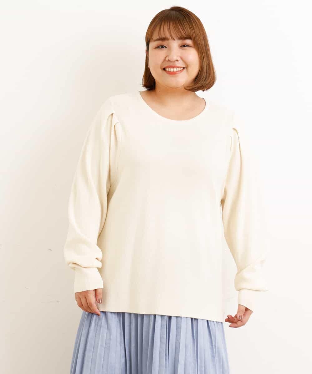 OLFAP12070 eur3(エウルキューブ) 【大きいサイズ/a.v.v×eur3】薄手タックニット アイボリー(80)