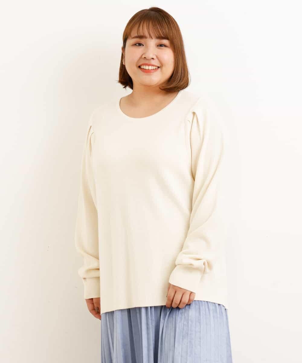 OLFAP12070 eur3(エウルキューブ) 【大きいサイズ/a.v.v×eur3】薄手タックニット アイボリー(80)
