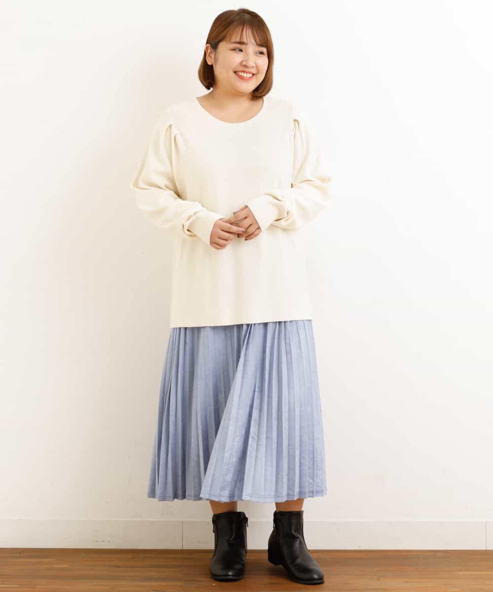 OLFAP12070 eur3(エウルキューブ) 【大きいサイズ/a.v.v×eur3】薄手タックニット アイボリー(80)