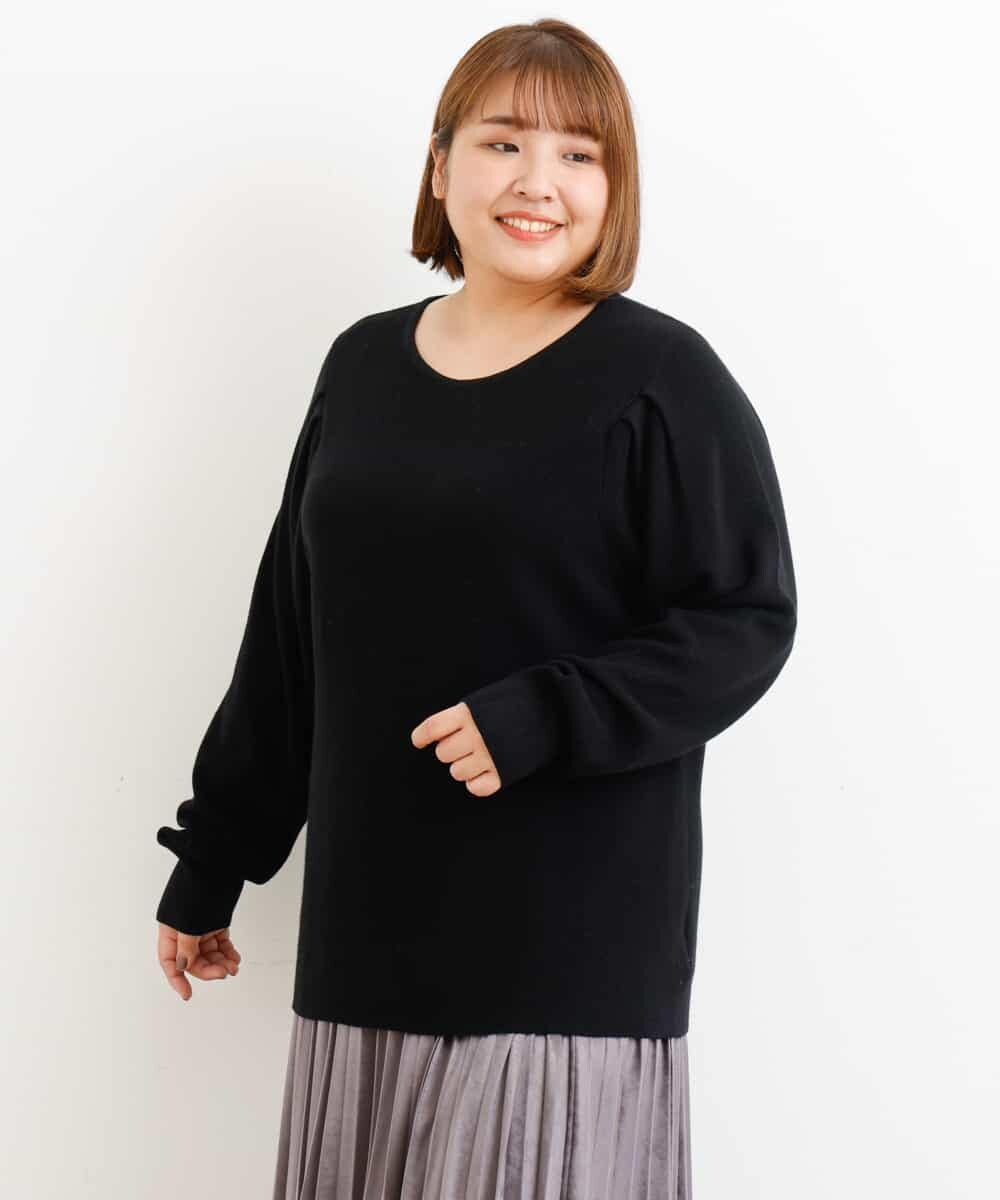 OLFAP12070 eur3(エウルキューブ) 【大きいサイズ/a.v.v×eur3】薄手タックニット ブラック(94)