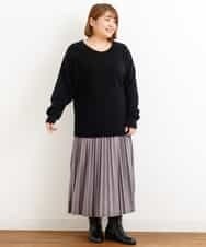 OLFAP12070 eur3(エウルキューブ) 【大きいサイズ/a.v.v×eur3】薄手タックニット ブラック(94)