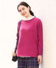 OLFAS04050 eur3(エウルキューブ) 新色追加！【大きいサイズ】横リブニット ピンク(03)