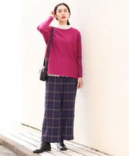 OLFAS04050 eur3(エウルキューブ) 新色追加！【大きいサイズ】横リブニット ピンク(03)