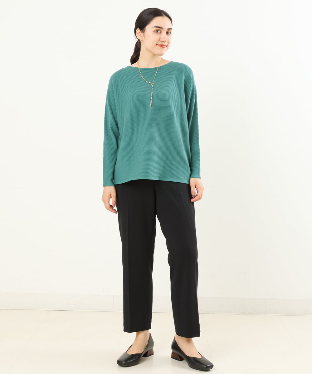 OLFAS04050 eur3(エウルキューブ) 新色追加！【大きいサイズ】横リブニット グリーン(35)