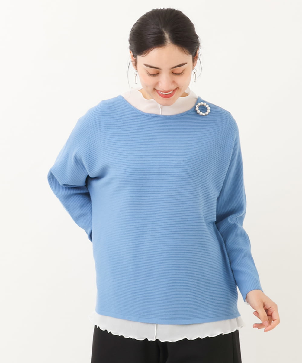 OLFAS04050 eur3(エウルキューブ) 新色追加！【大きいサイズ】横リブニット 新色！ライトブルー(50)