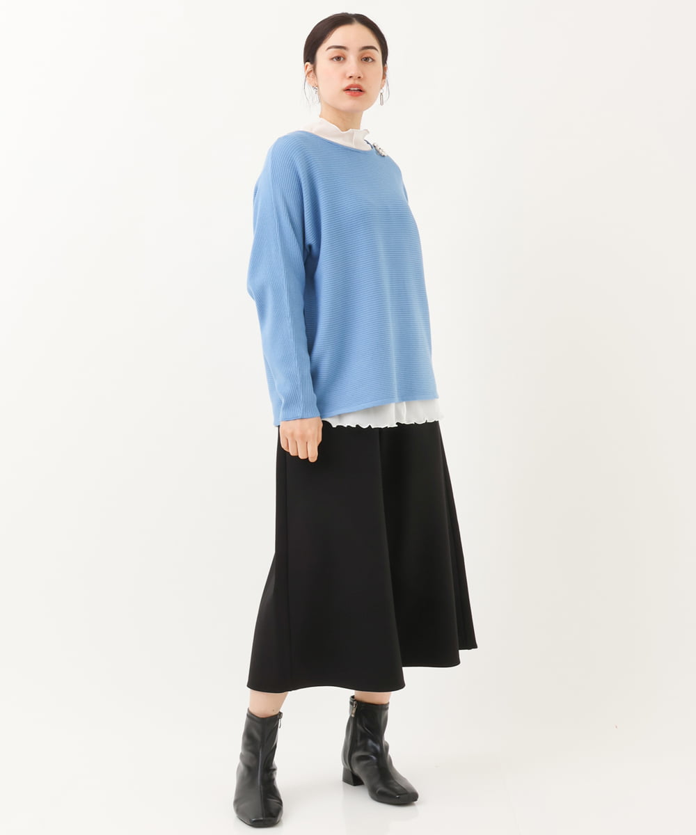 OLFAS04050 eur3(エウルキューブ) 新色追加！【大きいサイズ】横リブニット 新色！ライトブルー(50)