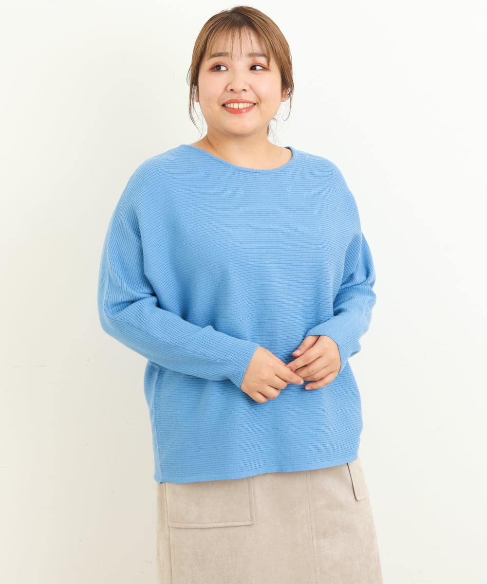 OLFAS04050 eur3(エウルキューブ) 新色追加！【大きいサイズ】横リブニット 新色！ライトブルー(50)