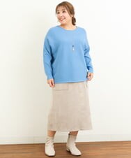 OLFAS04050 eur3(エウルキューブ) 新色追加！【大きいサイズ】横リブニット 新色！ライトブルー(50)