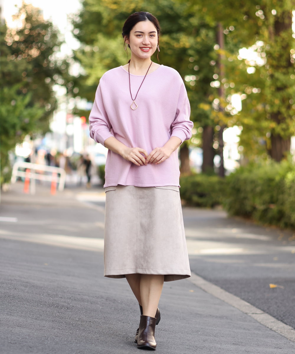 OLFAS04050 eur3(エウルキューブ) 新色追加！【大きいサイズ】横リブニット 新色！ラベンダー(60)