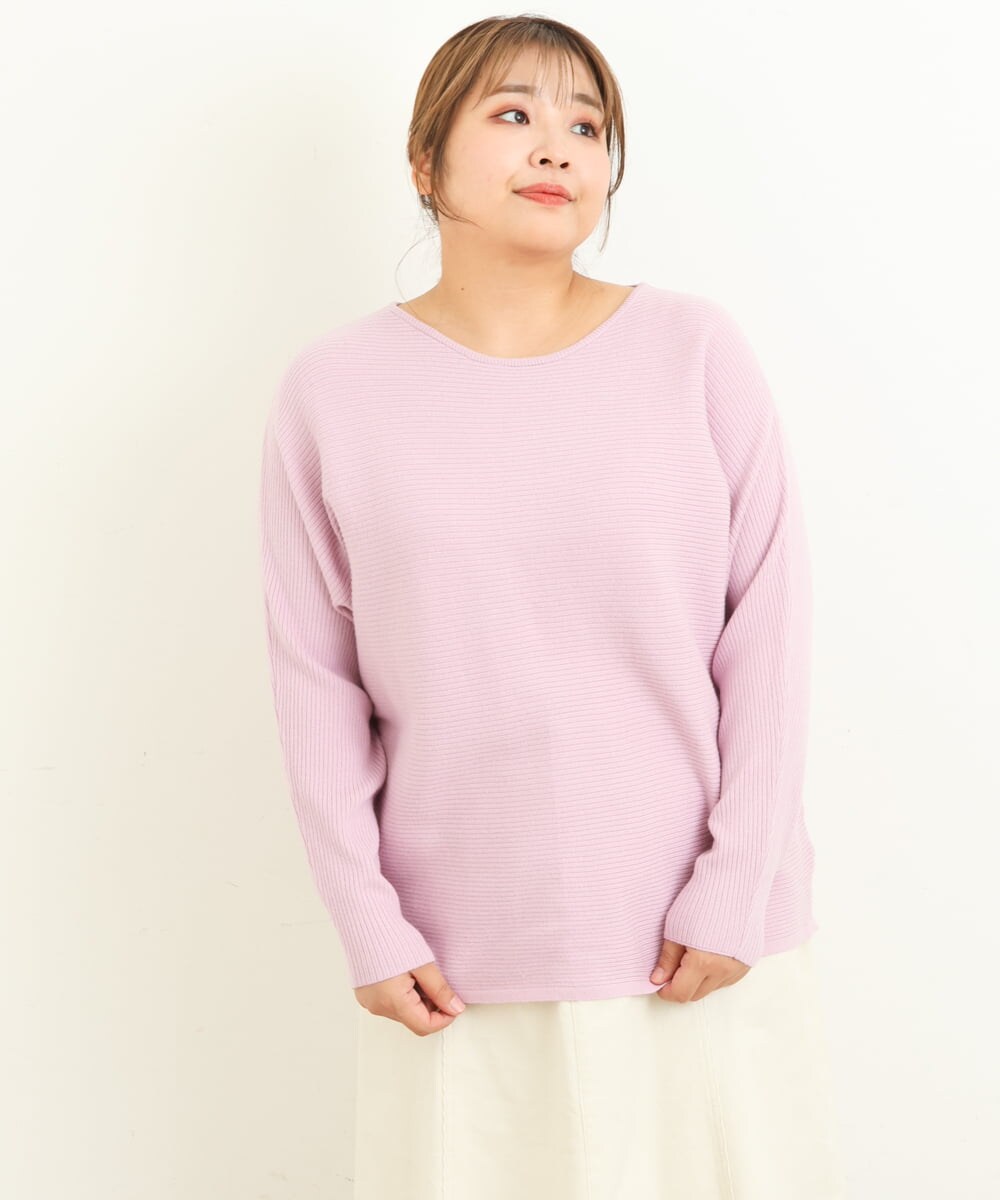 OLFAS04050 eur3(エウルキューブ) 新色追加！【大きいサイズ】横リブニット 新色！ラベンダー(60)