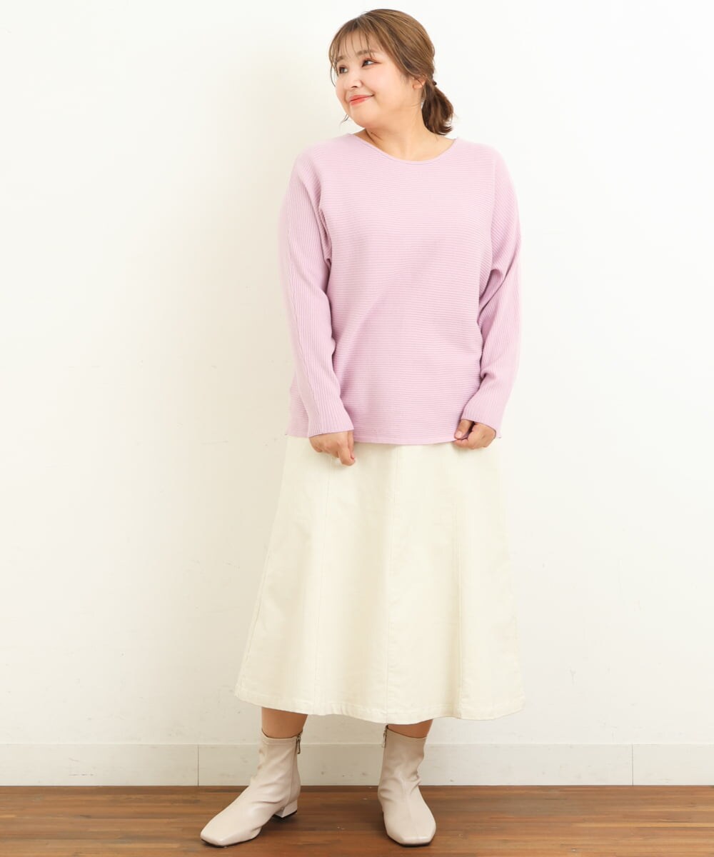 OLFAS04050 eur3(エウルキューブ) 新色追加！【大きいサイズ】横リブニット 新色！ラベンダー(60)