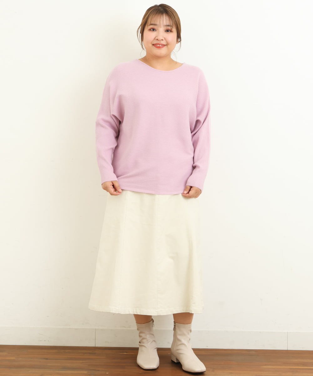OLFAS04050 eur3(エウルキューブ) 新色追加！【大きいサイズ】横リブニット 新色！ラベンダー(60)