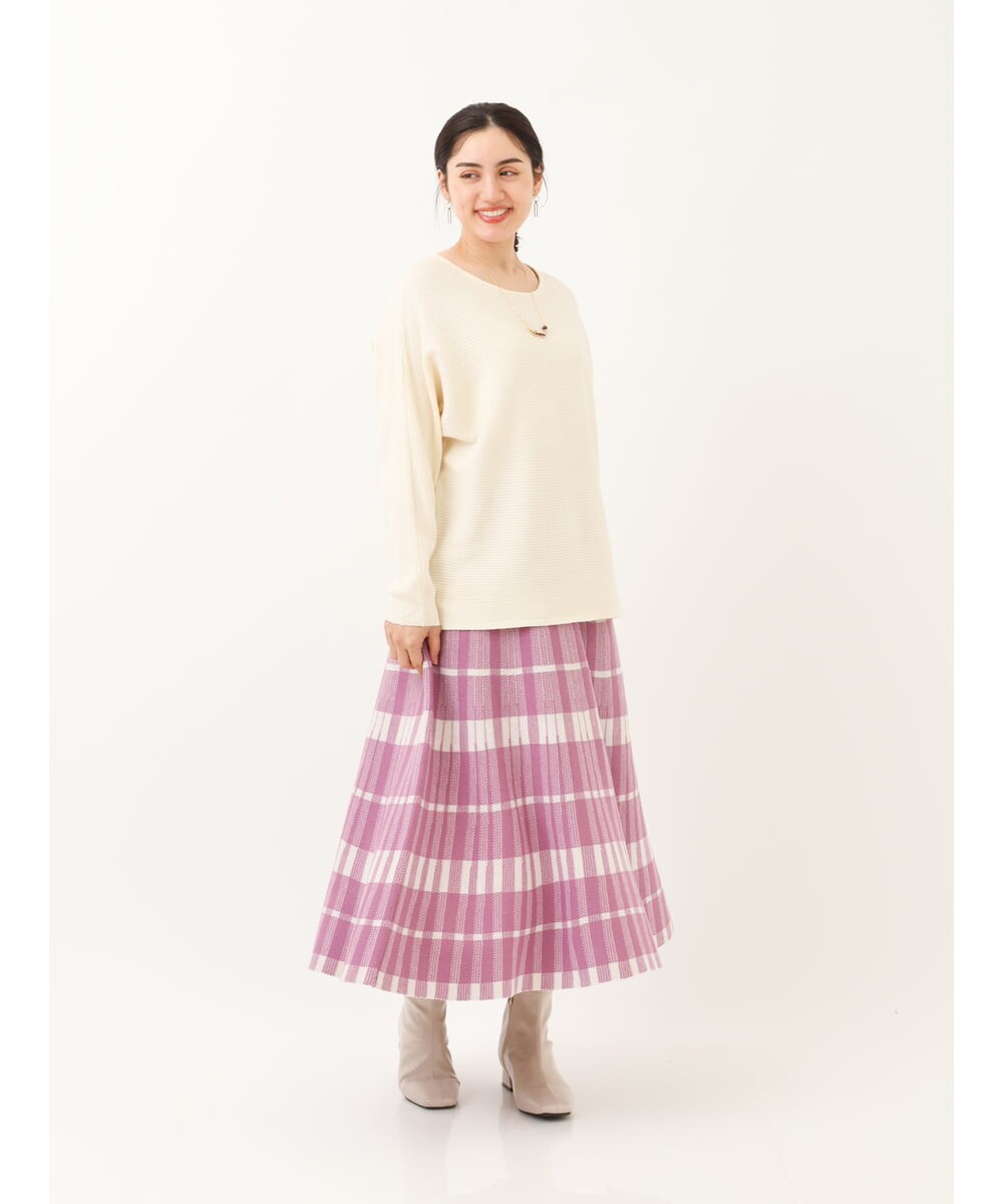 OLFAS04050 eur3(エウルキューブ) 新色追加！【大きいサイズ】横リブニット 新色！アイボリー(80)