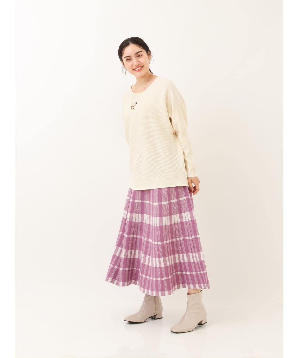 OLFAS04050 eur3(エウルキューブ) 新色追加！【大きいサイズ】横リブニット 新色！アイボリー(80)
