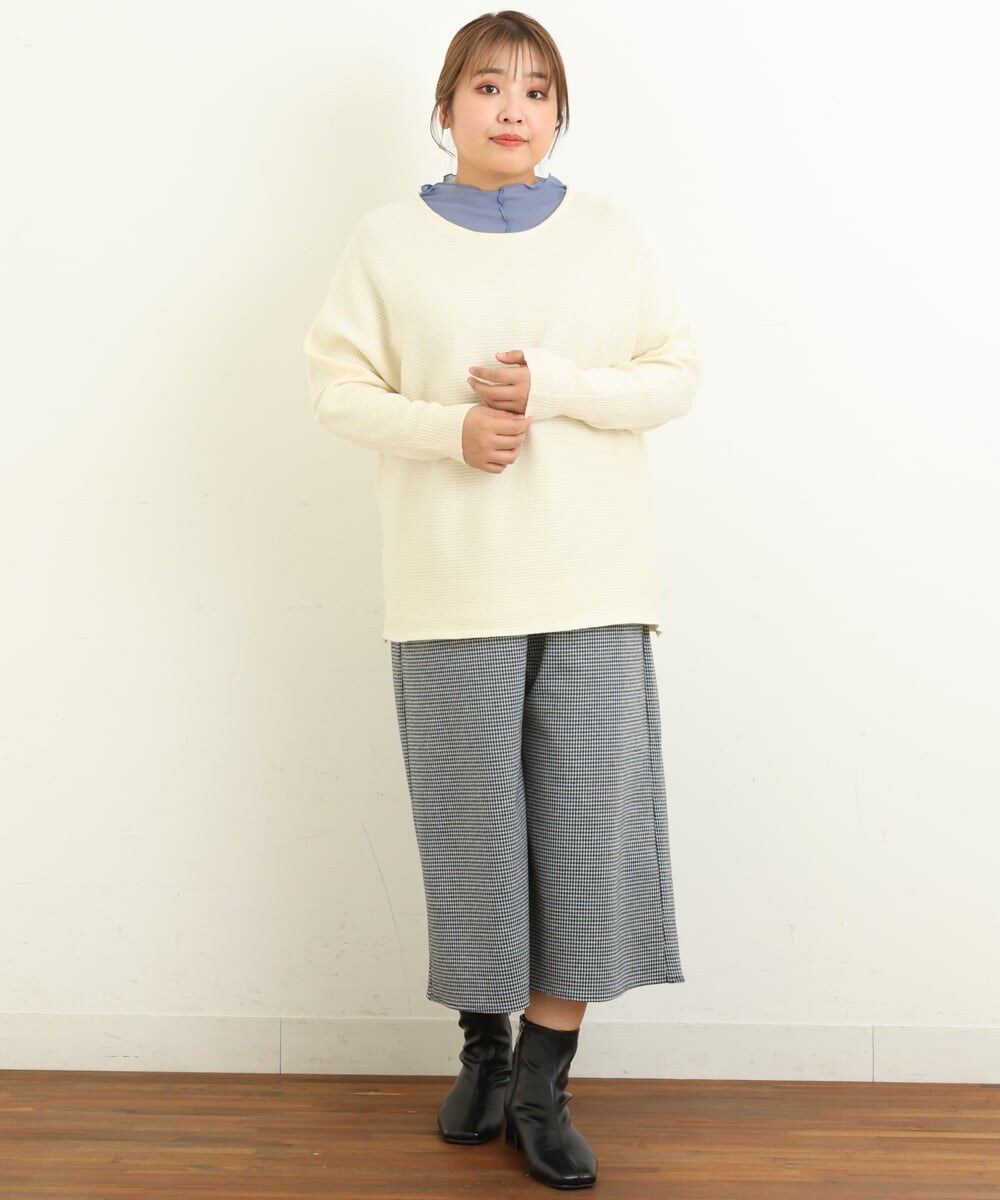 OLFAS04050 eur3(エウルキューブ) 新色追加！【大きいサイズ】横リブニット 新色！アイボリー(80)