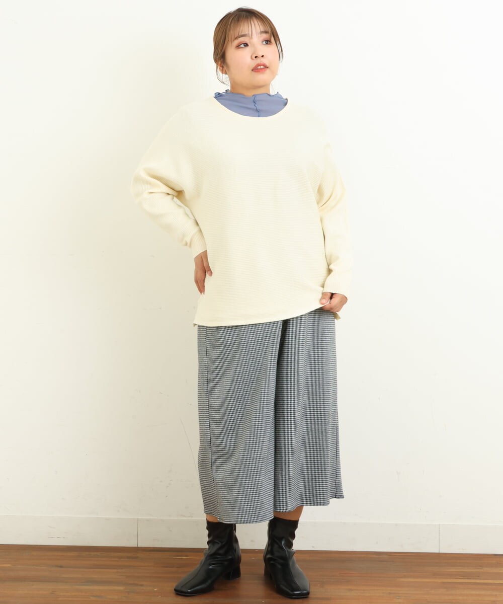OLFAS04050 eur3(エウルキューブ) 新色追加！【大きいサイズ】横リブニット 新色！アイボリー(80)