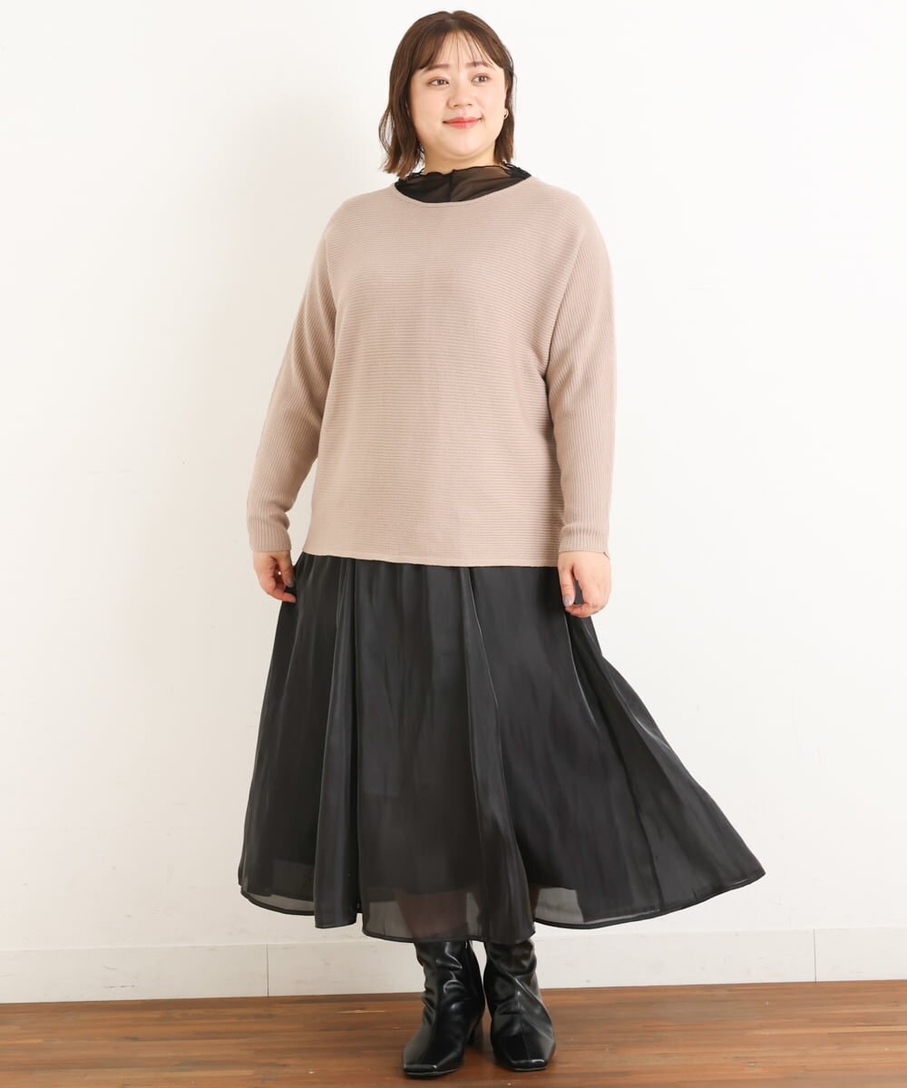 OLFAS04050 eur3(エウルキューブ) 新色追加！【大きいサイズ】横リブニット ベージュ(82)