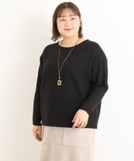 OLFAS04050 eur3(エウルキューブ) 新色追加！【大きいサイズ】横リブニット ブラック(94)