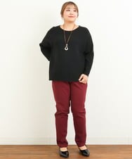 OLFAS04050 eur3(エウルキューブ) 新色追加！【大きいサイズ】横リブニット ブラック(94)