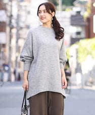 OLFAV01099 eur3(エウルキューブ) 【大きいサイズ】ふわふわヤクウールモックネックニット グレー(92)