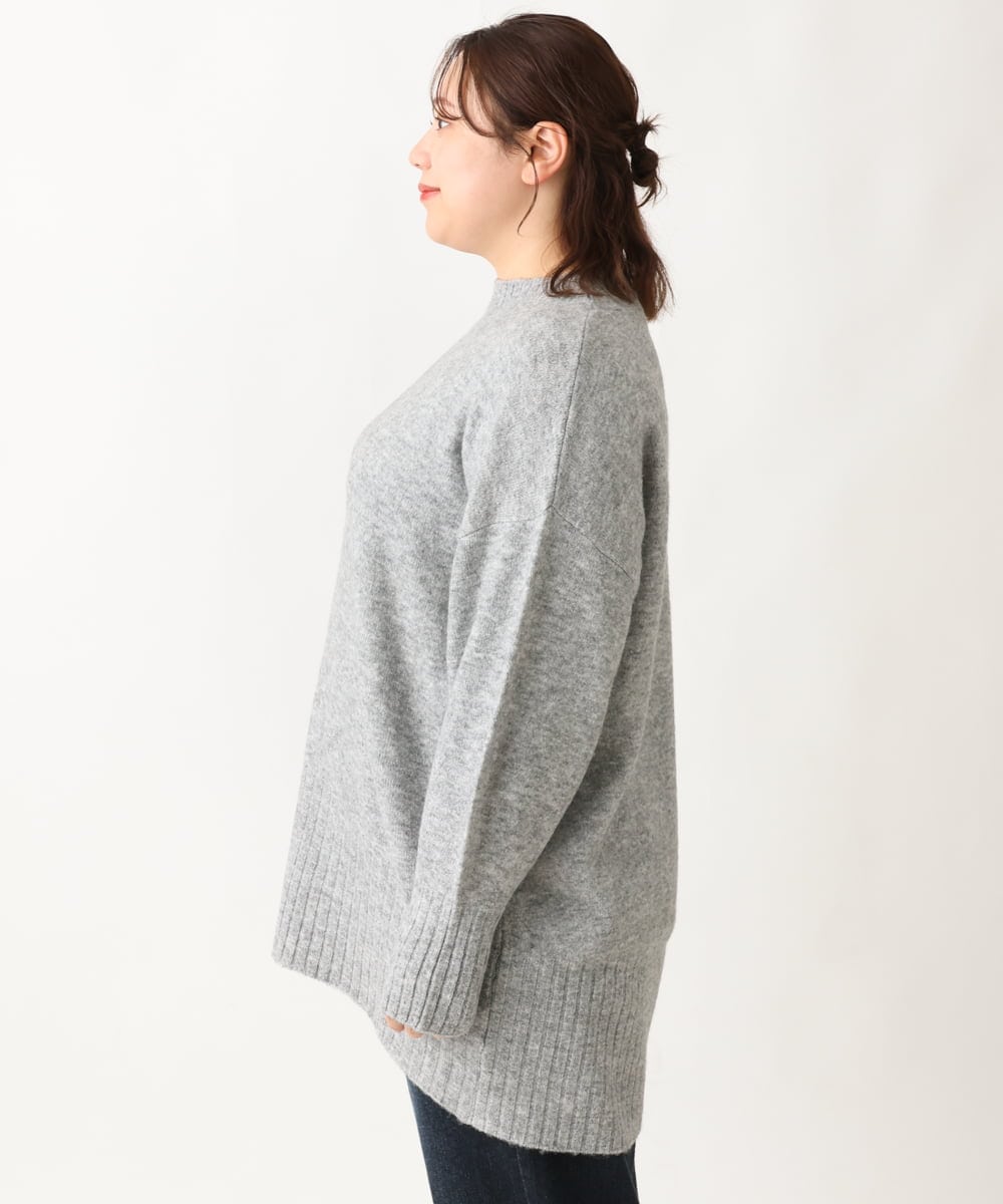OLFAV01099 eur3(エウルキューブ) 【大きいサイズ】ふわふわヤクウールモックネックニット グレー(92)