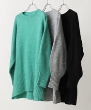 OLFAV01099 eur3(エウルキューブ) 【大きいサイズ】ふわふわヤクウールモックネックニット ブラック(94)