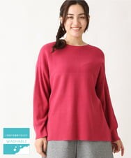 OLFAV03054 eur3(エウルキューブ) 新色追加！豊富な8色【大きいサイズ/11号サイズあり】洗えるドロップショルダーもちもちニット 新色！ピンク(03)