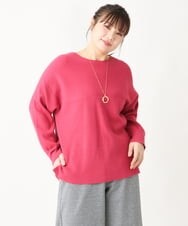 OLFAV03054 eur3(エウルキューブ) 新色追加！豊富な8色【大きいサイズ/11号サイズあり】洗えるドロップショルダーもちもちニット 新色！ピンク(03)