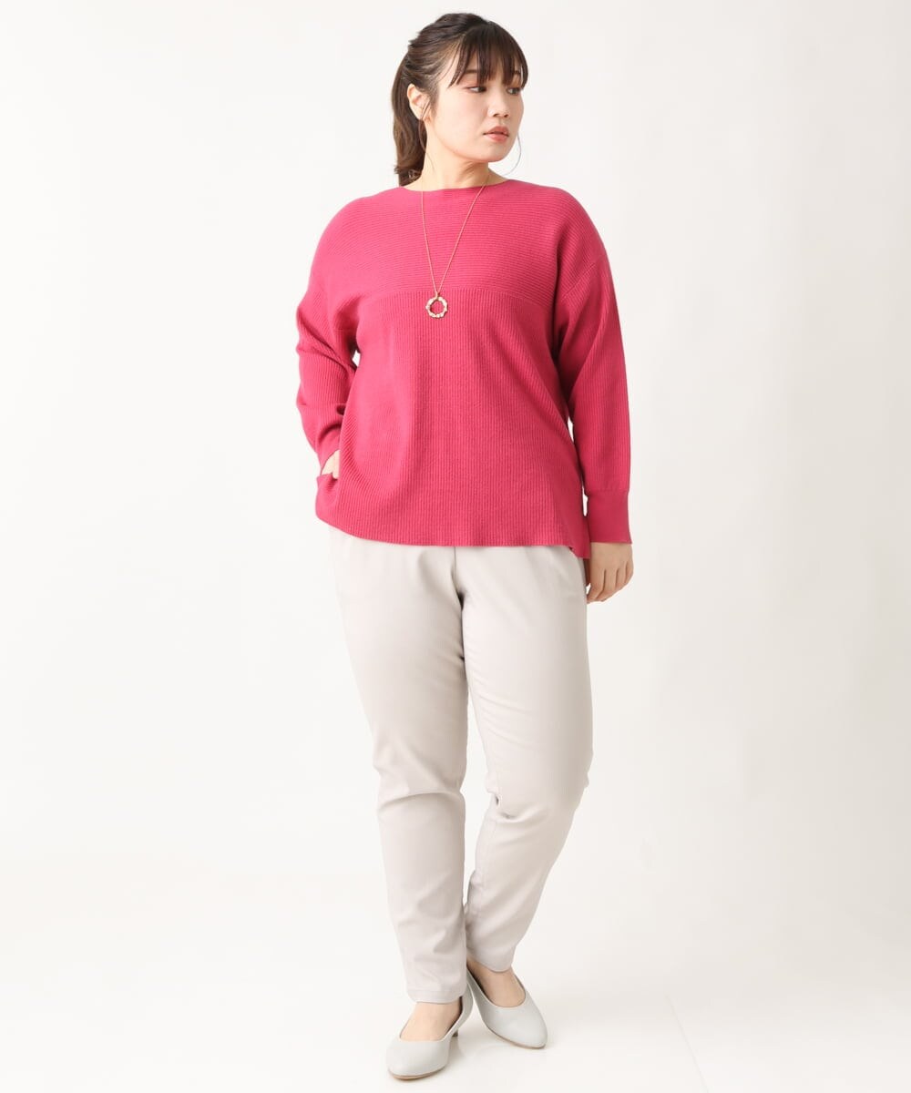 OLFAV03054 eur3(エウルキューブ) 新色追加！豊富な8色【大きいサイズ/11号サイズあり】洗えるドロップショルダーもちもちニット 新色！ピンク(03)