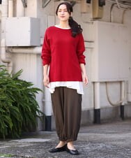 OLFAV03054 eur3(エウルキューブ) 新色追加！豊富な8色【大きいサイズ/11号サイズあり】洗えるドロップショルダーもちもちニット レッド(05)