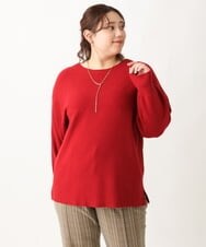 OLFAV03054 eur3(エウルキューブ) 新色追加！豊富な8色【大きいサイズ/11号サイズあり】洗えるドロップショルダーもちもちニット レッド(05)