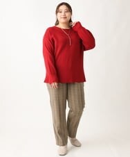 OLFAV03054 eur3(エウルキューブ) 新色追加！豊富な8色【大きいサイズ/11号サイズあり】洗えるドロップショルダーもちもちニット レッド(05)