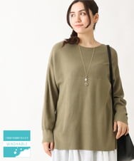 OLFAV03054 eur3(エウルキューブ) 新色追加！豊富な8色【大きいサイズ/11号サイズあり】洗えるドロップショルダーもちもちニット 新色！カーキ(36)
