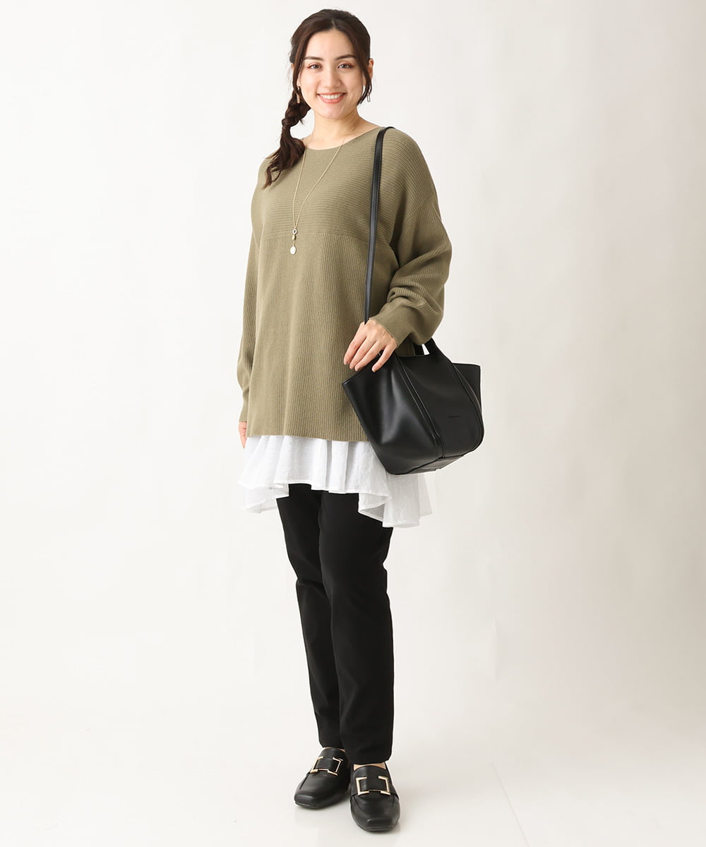 OLFAV03054 eur3(エウルキューブ) 新色追加！豊富な8色【大きいサイズ/11号サイズあり】洗えるドロップショルダーもちもちニット 新色！カーキ(36)