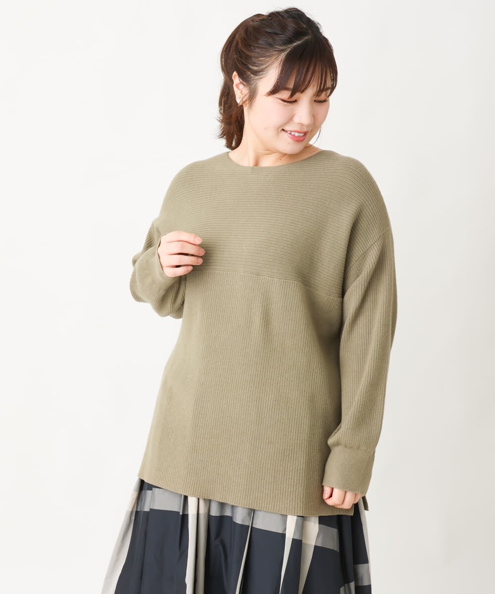 OLFAV03054 eur3(エウルキューブ) 新色追加！豊富な8色【大きいサイズ/11号サイズあり】洗えるドロップショルダーもちもちニット 新色！カーキ(36)