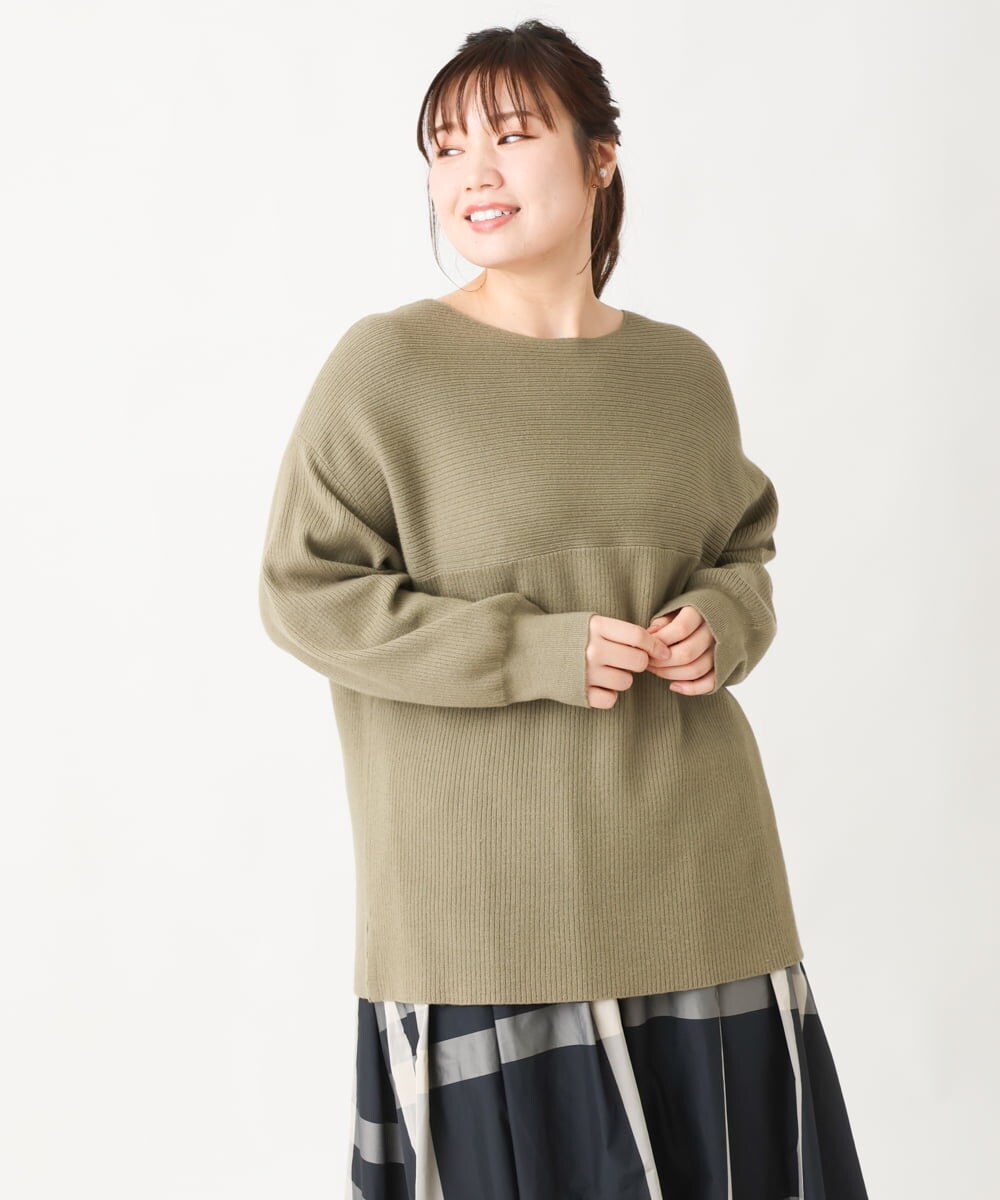 OLFAV03054 eur3(エウルキューブ) 新色追加！豊富な8色【大きいサイズ/11号サイズあり】洗えるドロップショルダーもちもちニット 新色！カーキ(36)