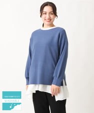 OLFAV03054 eur3(エウルキューブ) 新色追加！豊富な8色【大きいサイズ/11号サイズあり】洗えるドロップショルダーもちもちニット ブルー(55)