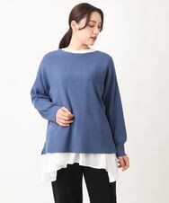 OLFAV03054 eur3(エウルキューブ) 新色追加！豊富な8色【大きいサイズ/11号サイズあり】洗えるドロップショルダーもちもちニット ブルー(55)