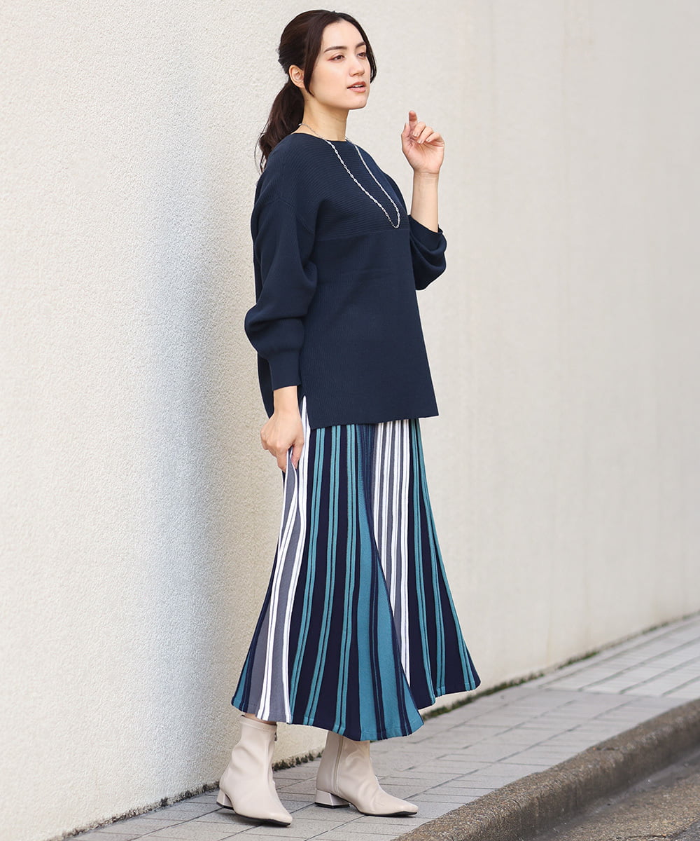 OLFAV03054 eur3(エウルキューブ) 新色追加！豊富な8色【大きいサイズ/11号サイズあり】洗えるドロップショルダーもちもちニット 新色！ネイビー(57)