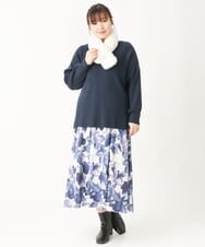OLFAV03054 eur3(エウルキューブ) 新色追加！豊富な8色【大きいサイズ/11号サイズあり】洗えるドロップショルダーもちもちニット 新色！ネイビー(57)