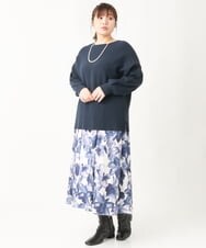 OLFAV03054 eur3(エウルキューブ) 新色追加！豊富な8色【大きいサイズ/11号サイズあり】洗えるドロップショルダーもちもちニット 新色！ネイビー(57)