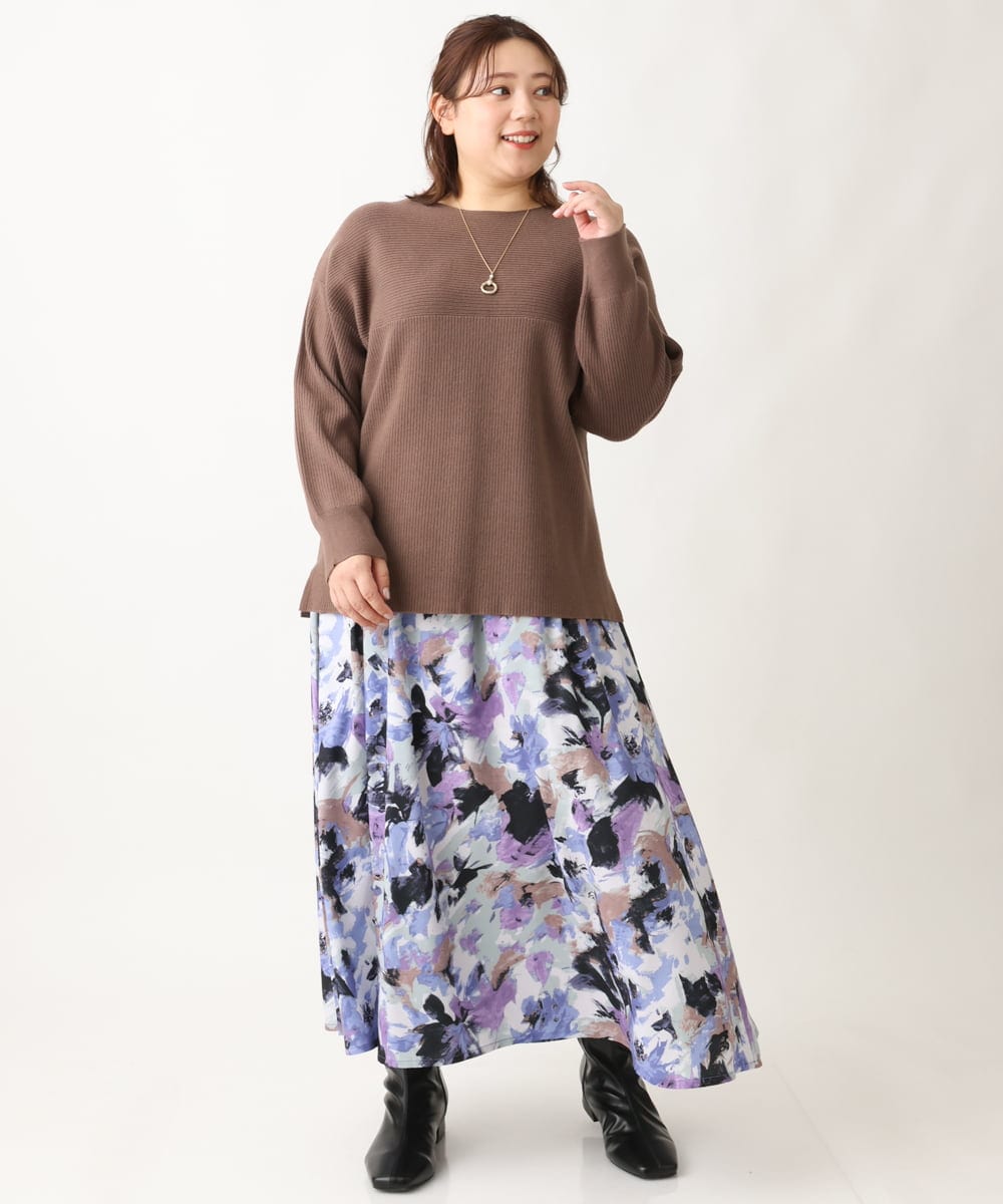 OLFAV03054 eur3(エウルキューブ) 新色追加！豊富な8色【大きいサイズ/11号サイズあり】洗えるドロップショルダーもちもちニット モカ(84)