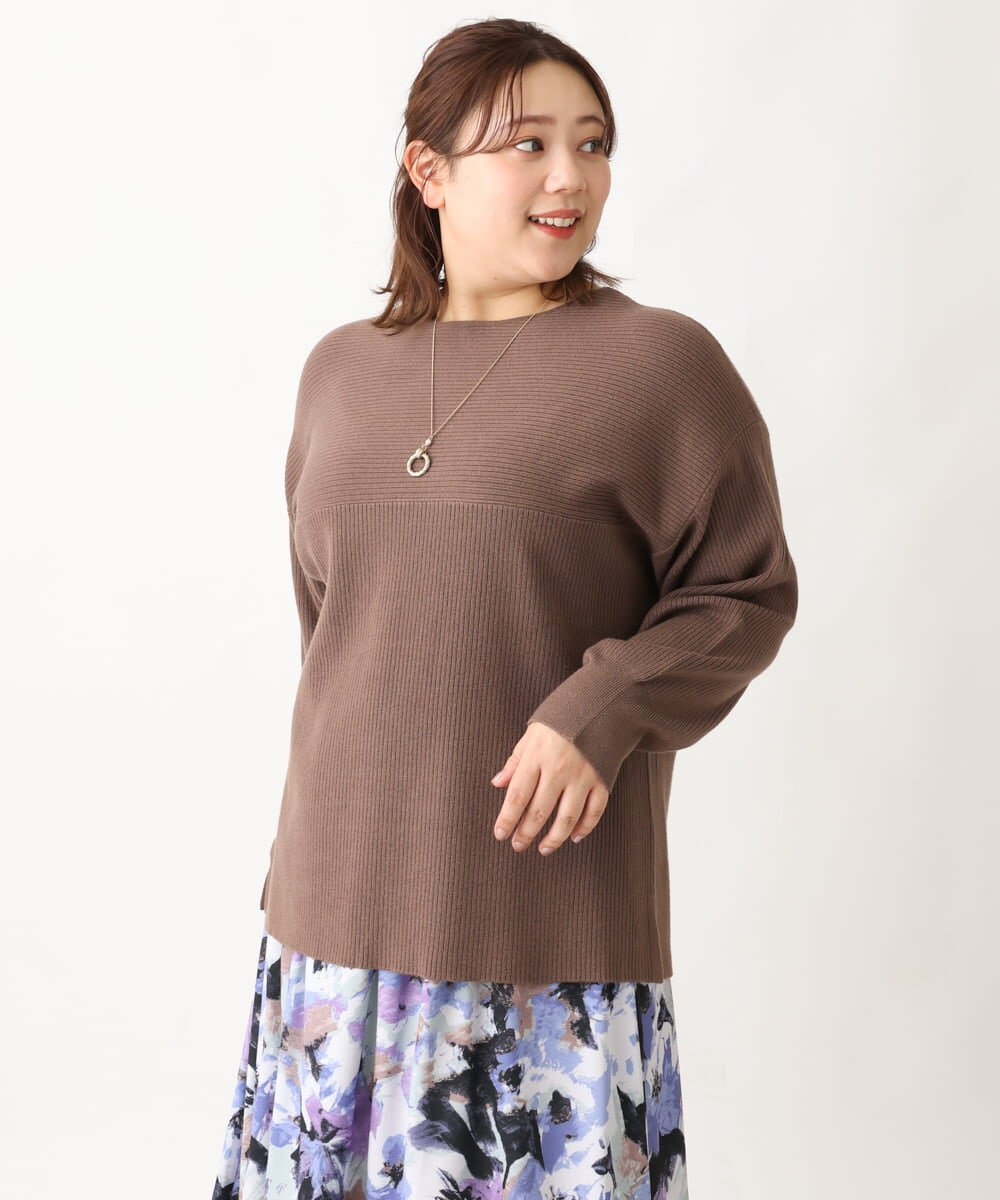 OLFAV03054 eur3(エウルキューブ) 新色追加！豊富な8色【大きいサイズ/11号サイズあり】洗えるドロップショルダーもちもちニット モカ(84)
