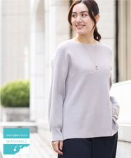 OLFAV03054 eur3(エウルキューブ) 新色追加！豊富な8色【大きいサイズ/11号サイズあり】洗えるドロップショルダーもちもちニット 新色！ライトグレー(91)