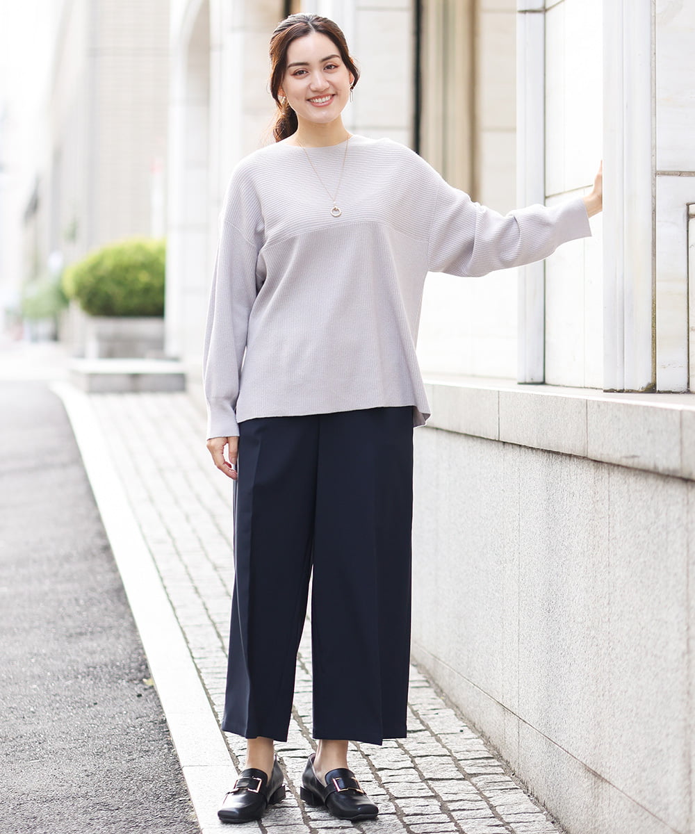 OLFAV03054 eur3(エウルキューブ) 新色追加！豊富な8色【大きいサイズ/11号サイズあり】洗えるドロップショルダーもちもちニット 新色！ライトグレー(91)